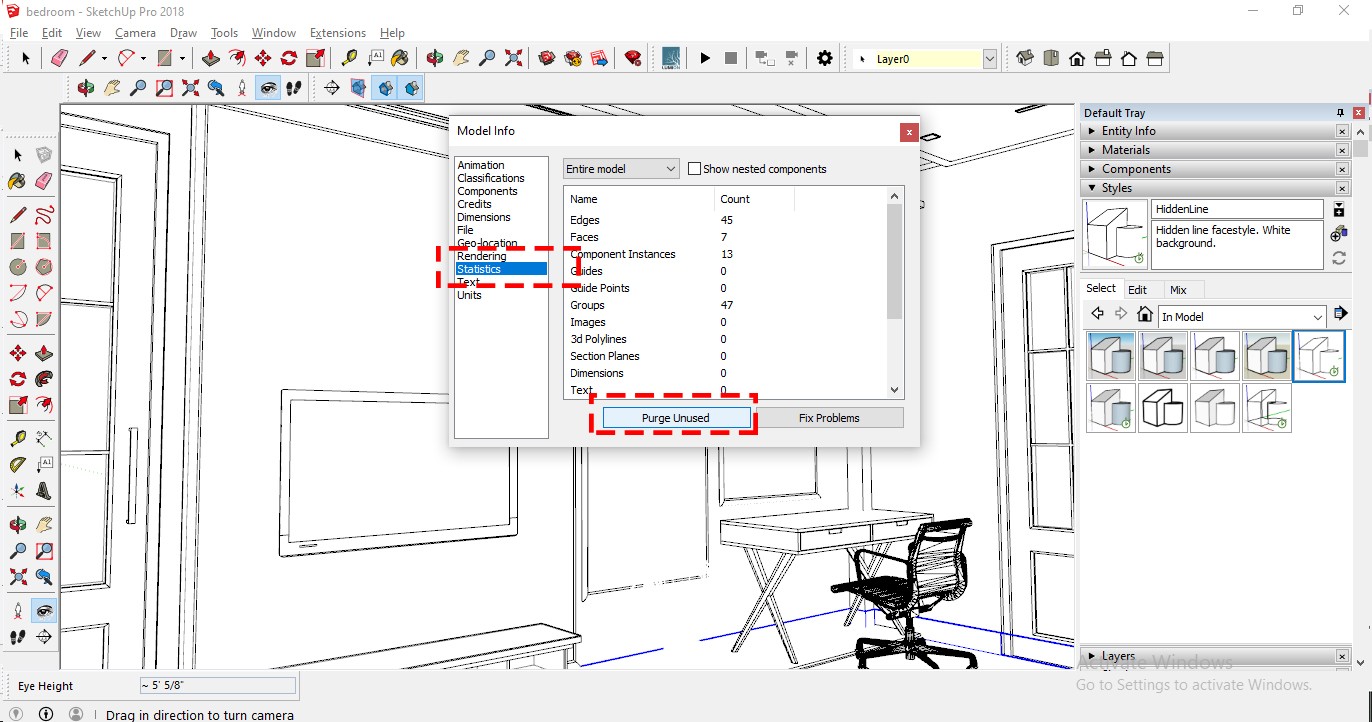 Purge Command in Google Sketch up hacks